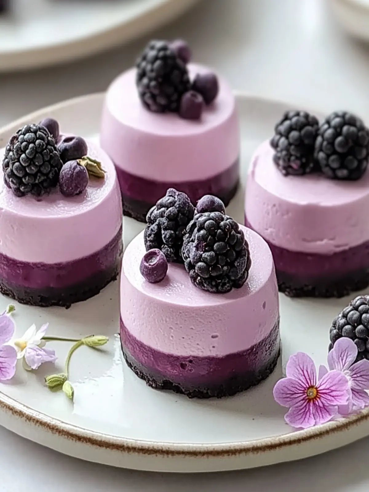 Mini Blackberry Mousse Cakes