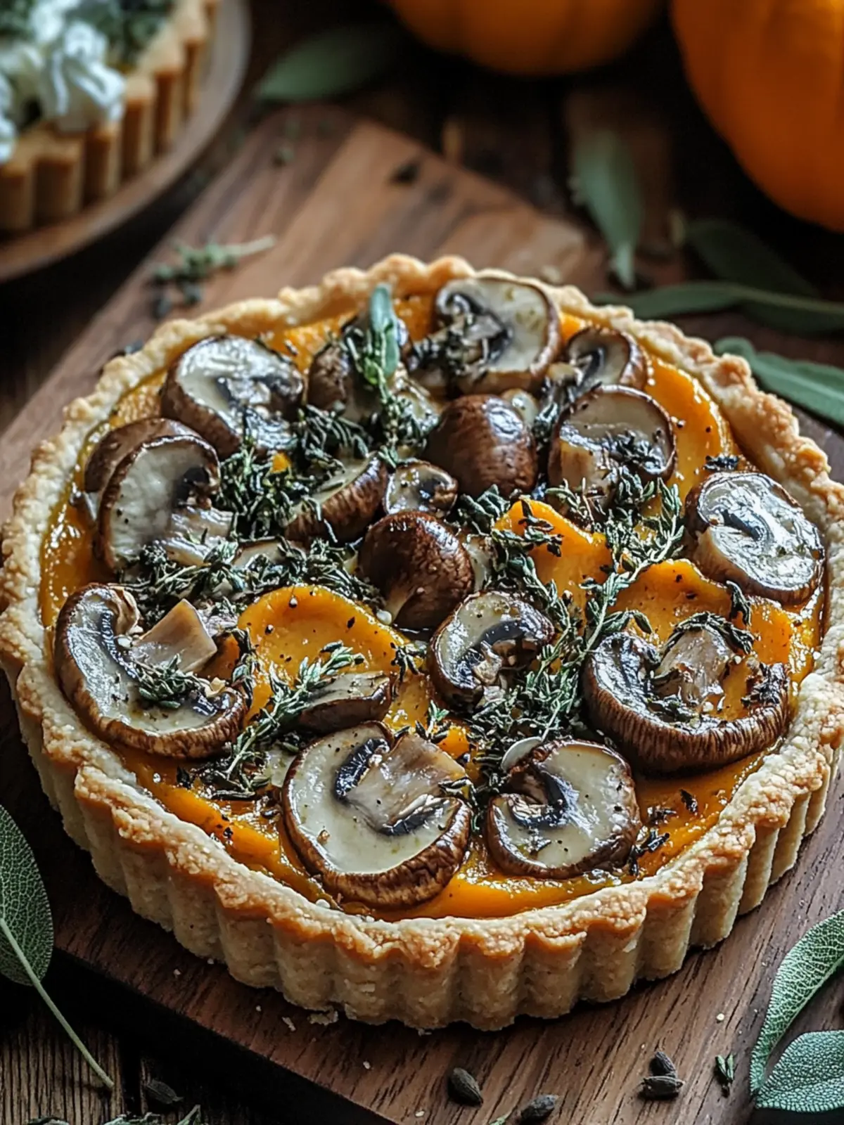 Savory Pumpkin Sage & Mushroom Tart for Cozy Fall Evenings 3 Pumpkin Sage & Mushroom Tart