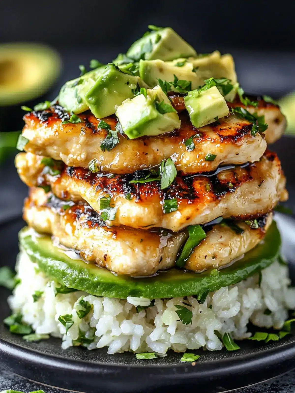 Honey Lime Chicken & Avocado Rice Stack