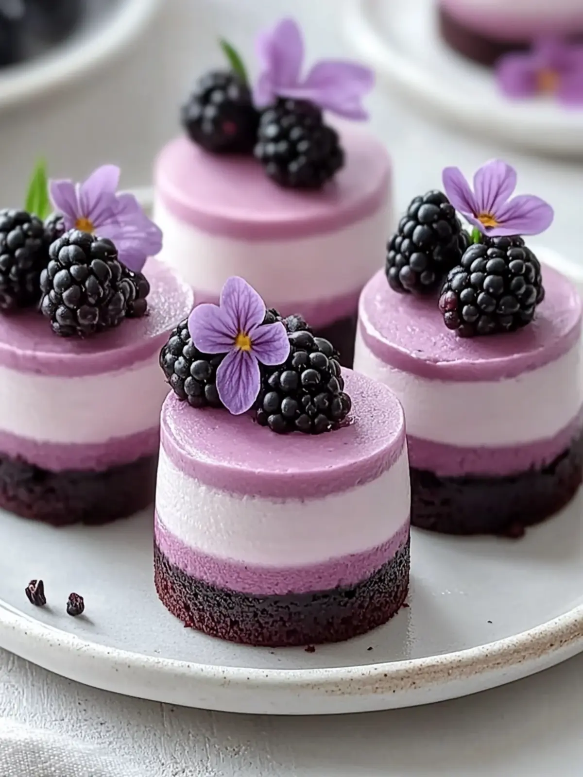 Mini Blackberry Mousse Cakes