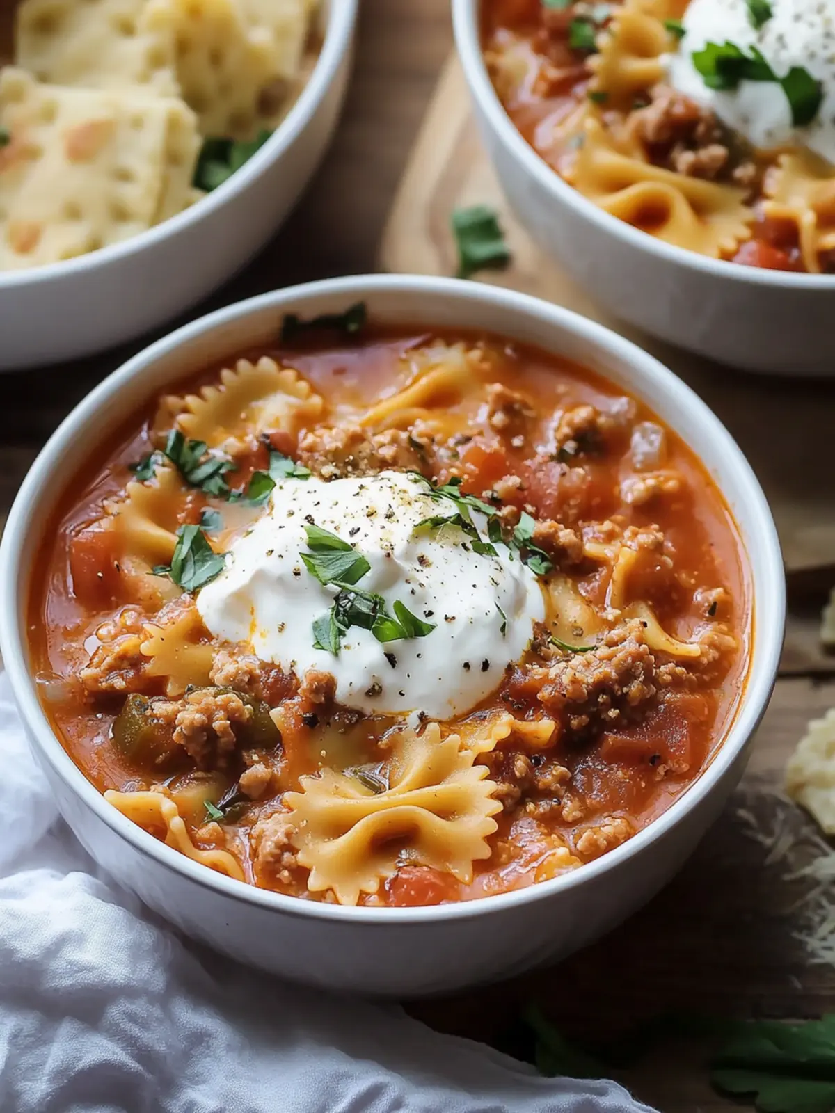 Hearty Lasagna Soup with Bow Tie Pasta