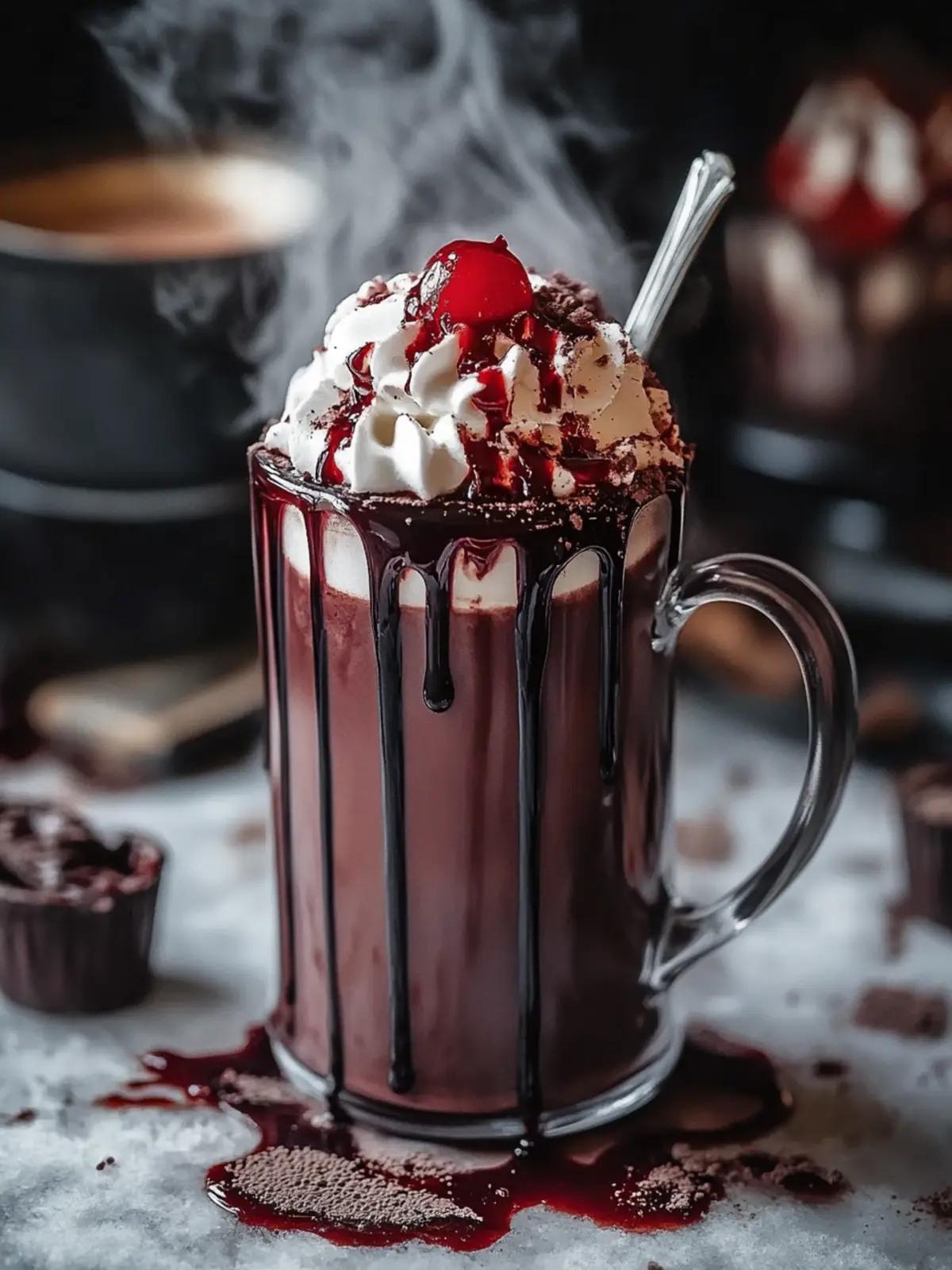 Spooktacular Vampire Hot Chocolate with Edible Blood Drizzle 5 Vampire Hot Chocolate