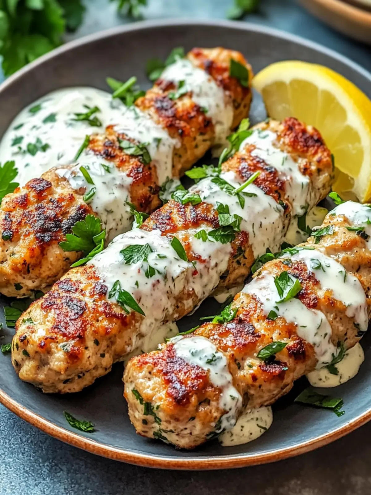 Chicken Kofta with Garlic Yogurt Sauce