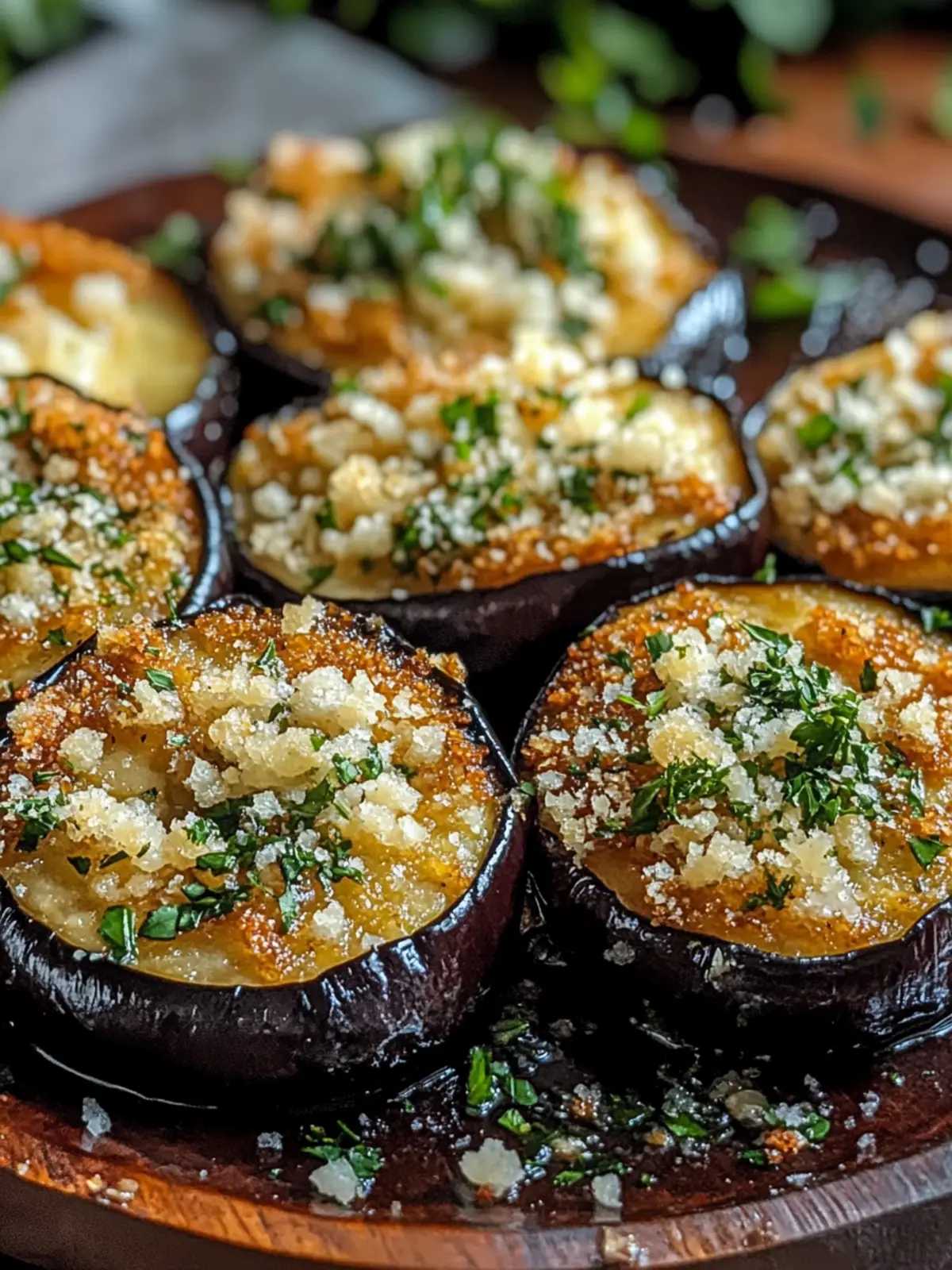 Garlic Herb Crusted Eggplant Slices