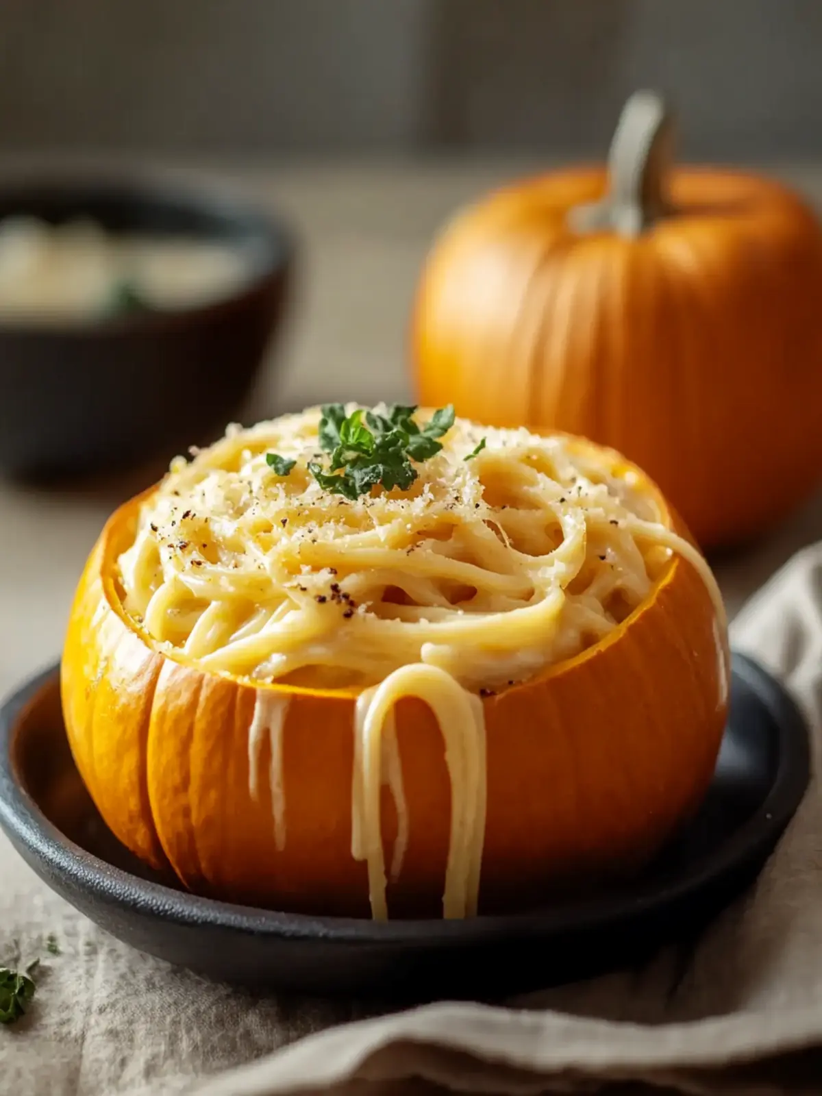 Pumpkin Alfredo Pasta Cauldrons for a Cozy Fall Feast 4 Pumpkin Alfredo Pasta Cauldrons