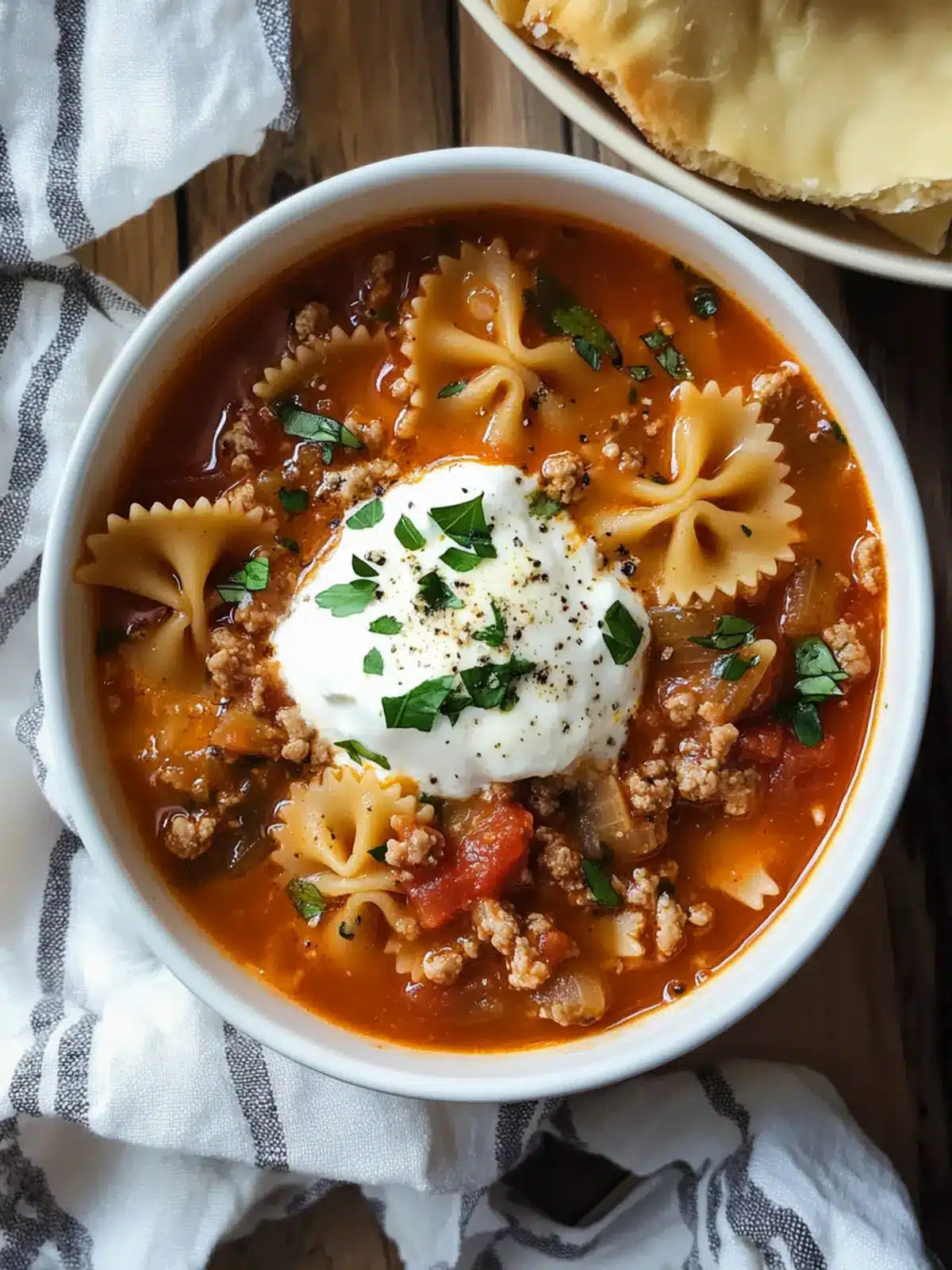 Hearty Lasagna Soup with Bow Tie Pasta