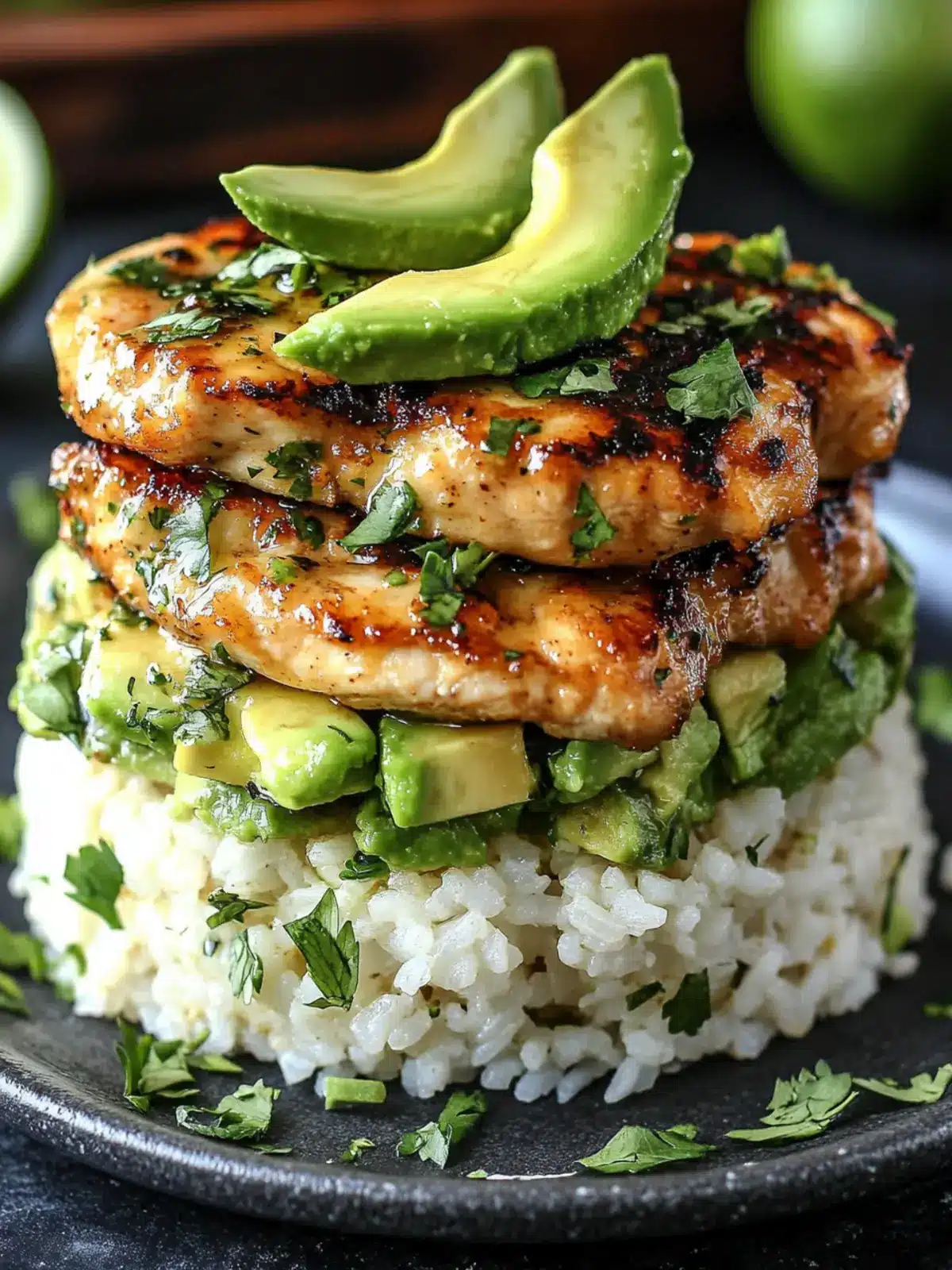 Honey Lime Chicken & Avocado Rice Stack