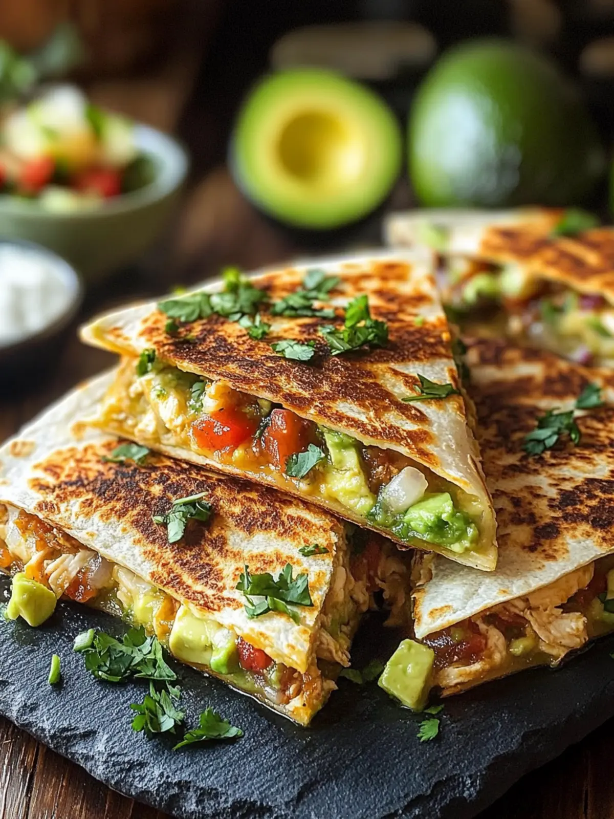 Zesty Chicken Quesadillas with Avocado Salsa