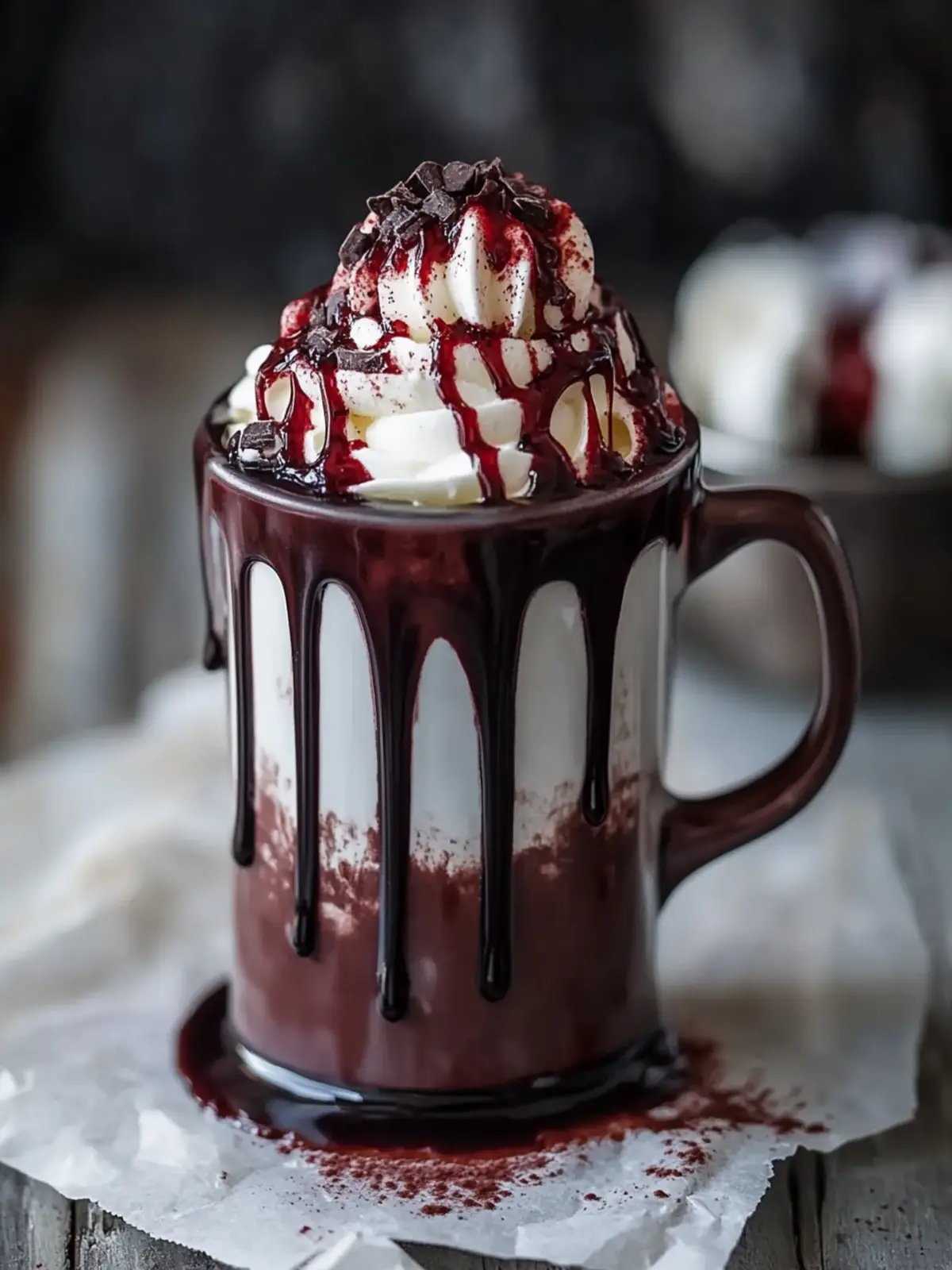 Spooktacular Vampire Hot Chocolate with Edible Blood Drizzle 2 Vampire Hot Chocolate