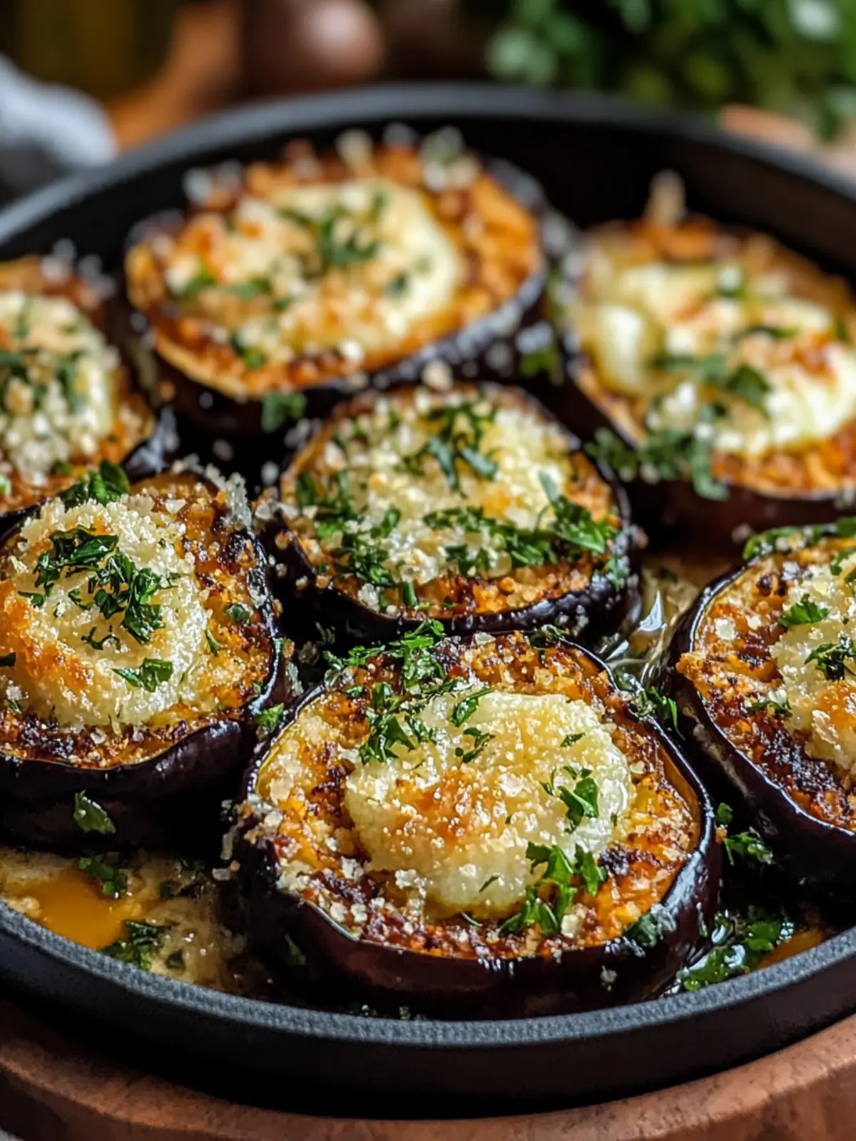 Garlic Herb Crusted Eggplant Slices