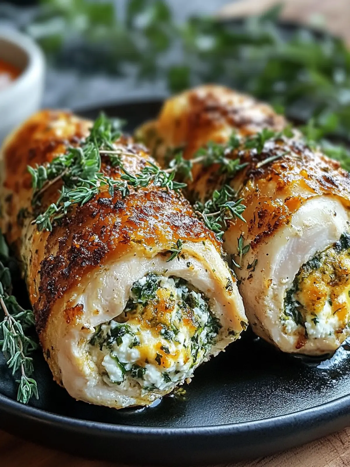 Herbed Ricotta Stuffed Chicken Rolls