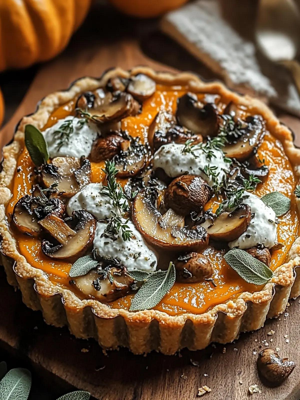 Savory Pumpkin Sage & Mushroom Tart for Cozy Fall Evenings 4 Pumpkin Sage & Mushroom Tart