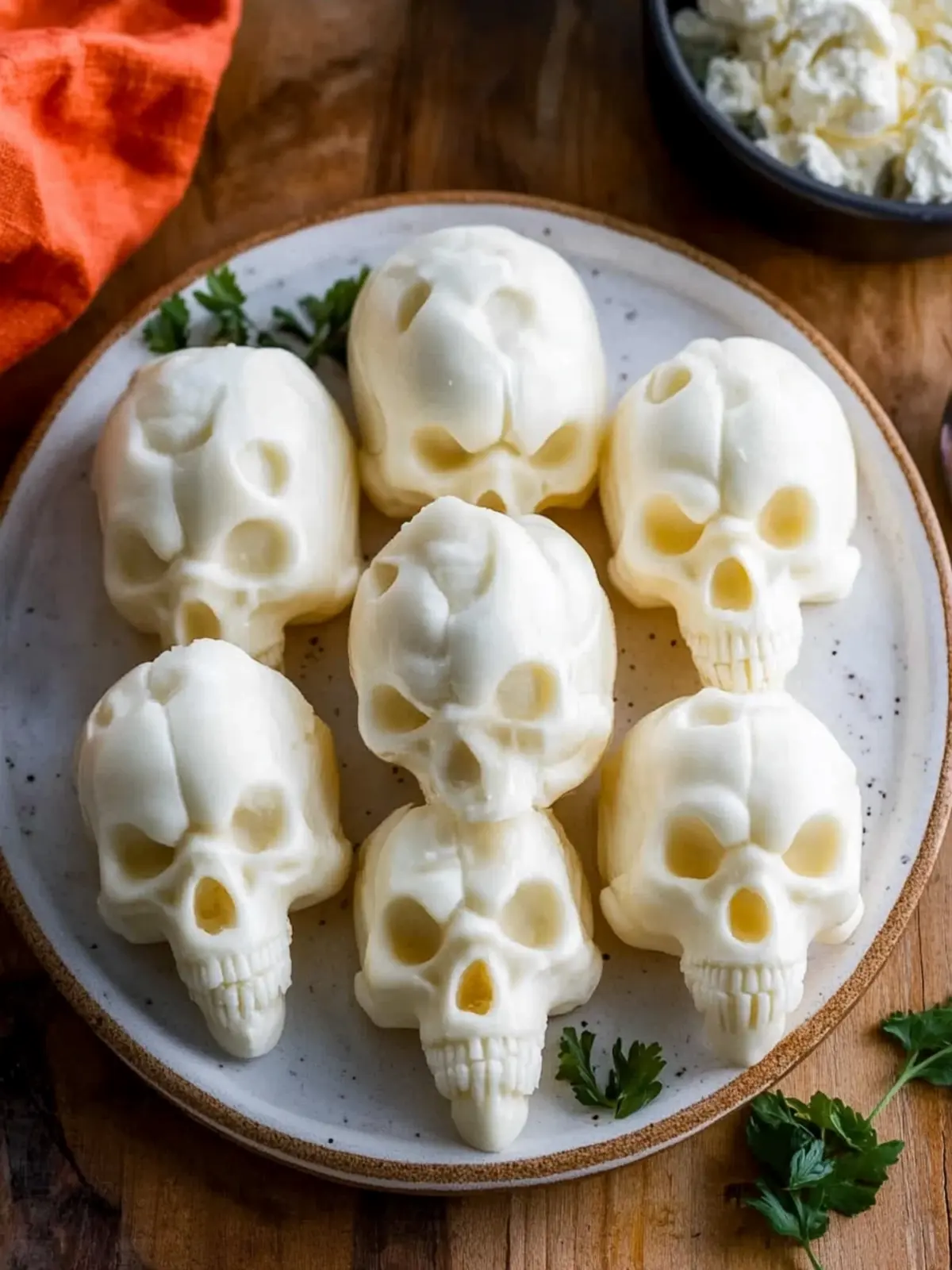 Create Spooky Mozzarella Cheese Skulls for Halloween Fun 2 Mozzarella Cheese Skulls