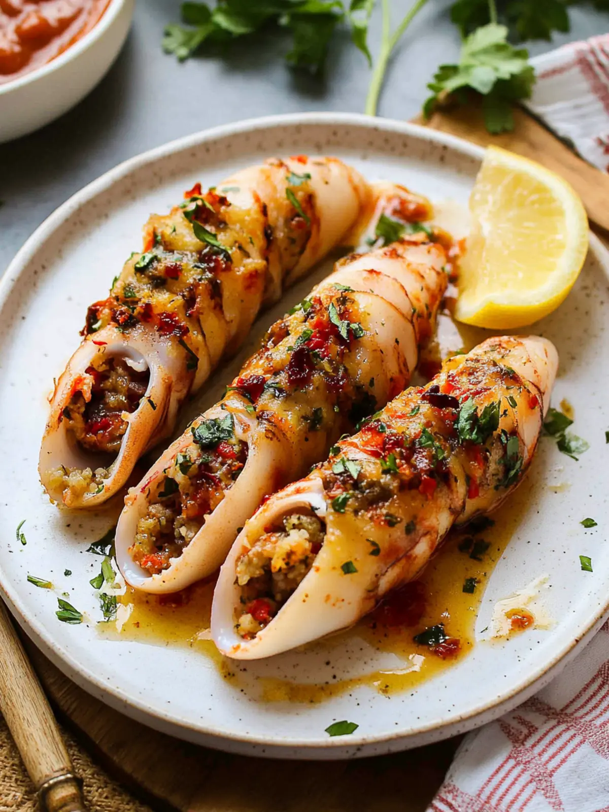 Irresistible Stuffed Squid in Savory Tomato Sauce Bliss 3 Stuffed Squid