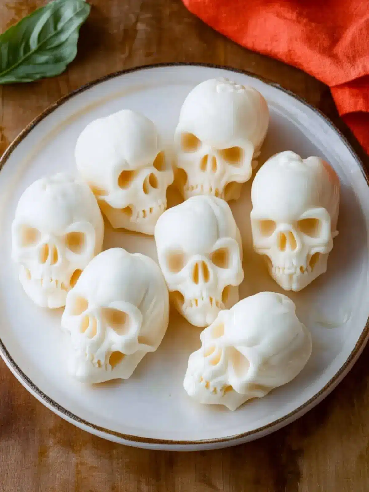 Create Spooky Mozzarella Cheese Skulls for Halloween Fun 3 Mozzarella Cheese Skulls