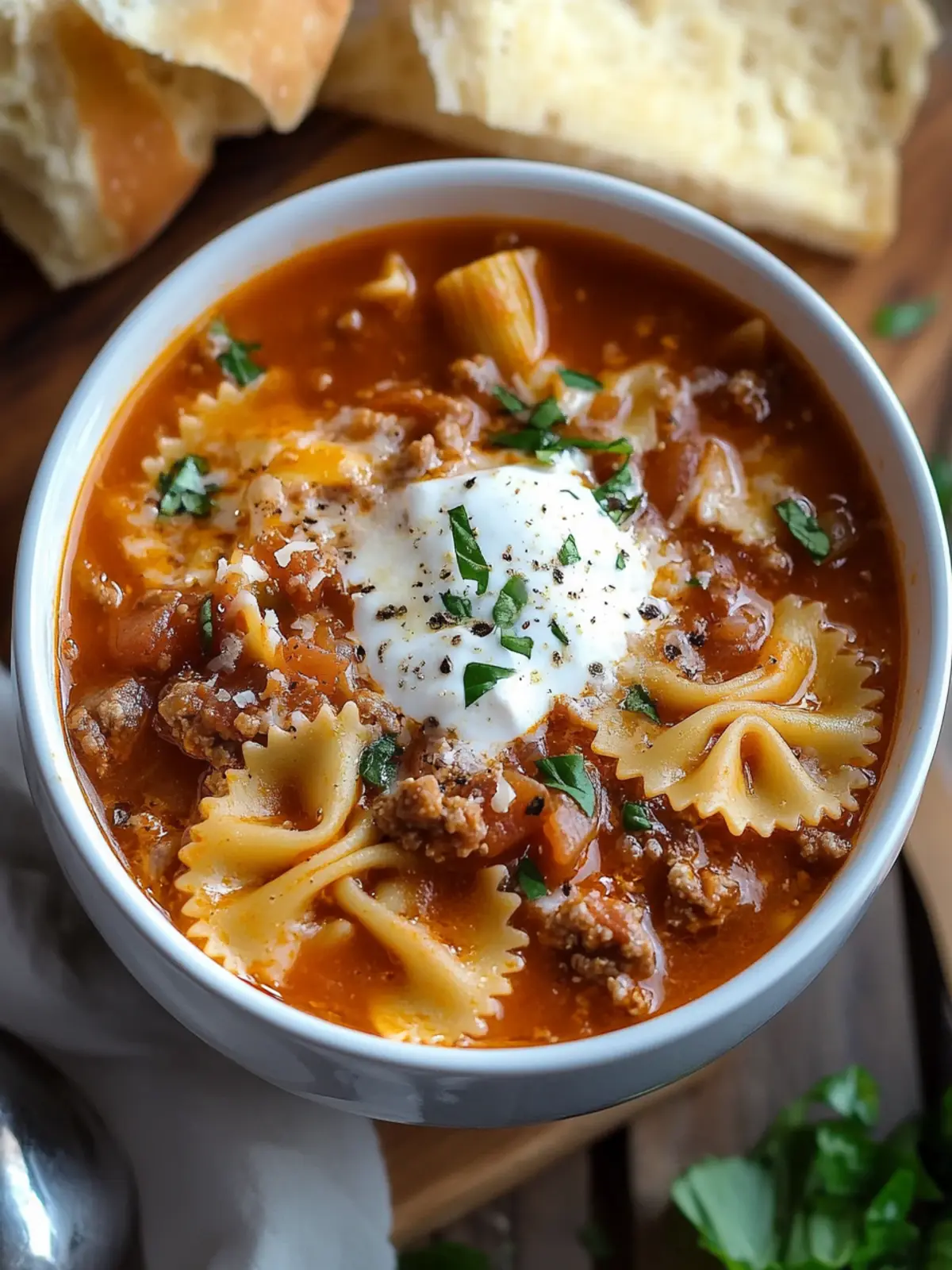 Hearty Lasagna Soup with Bow Tie Pasta