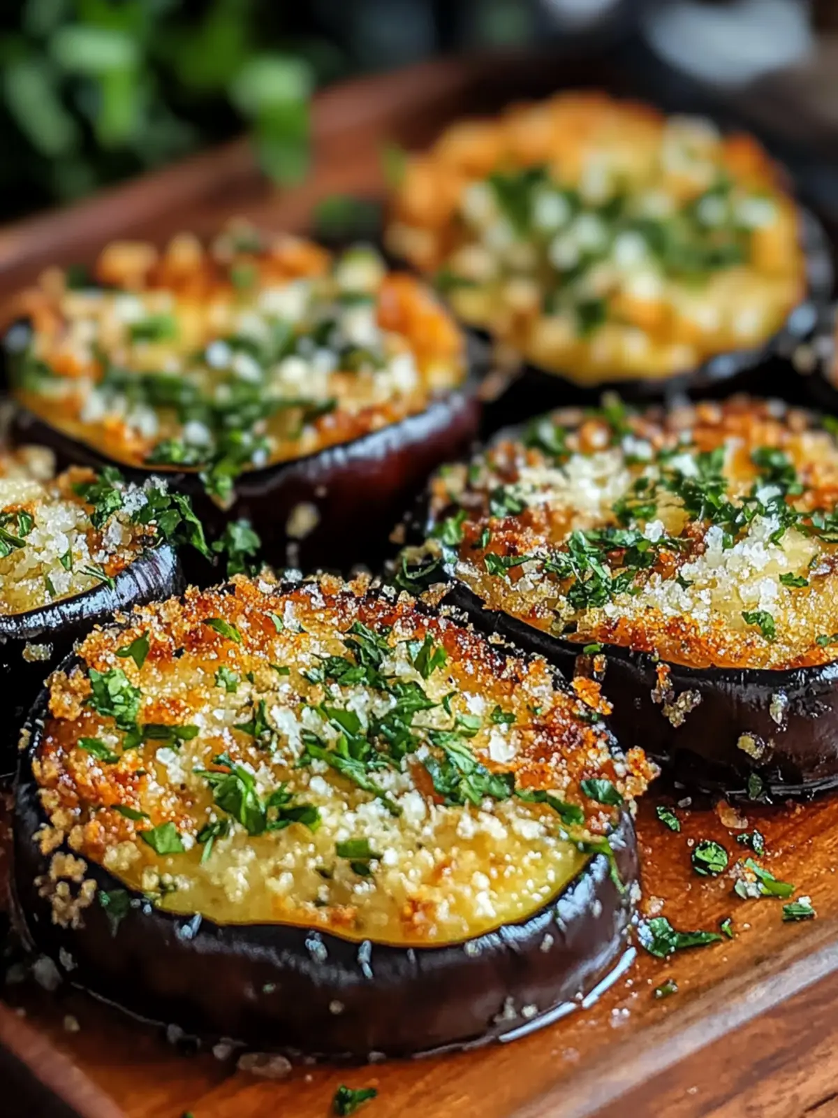 Garlic Herb Crusted Eggplant Slices
