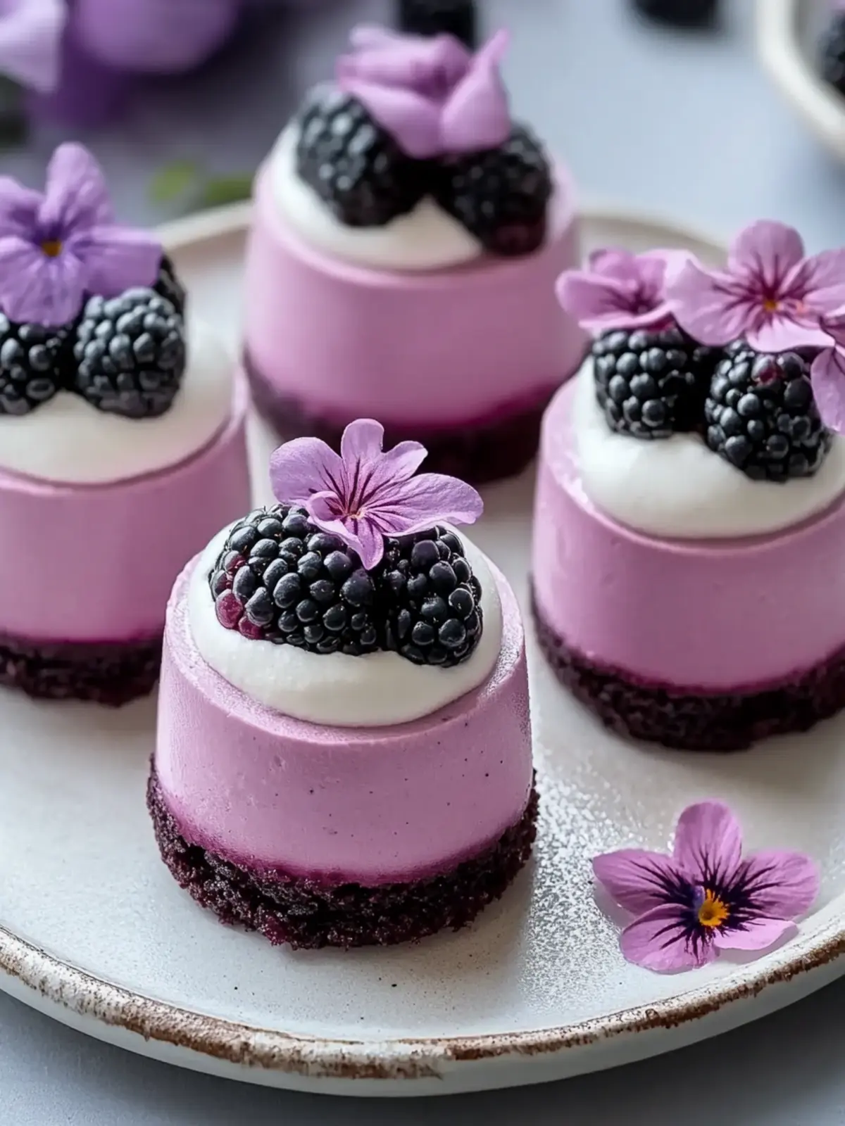 Mini Blackberry Mousse Cakes