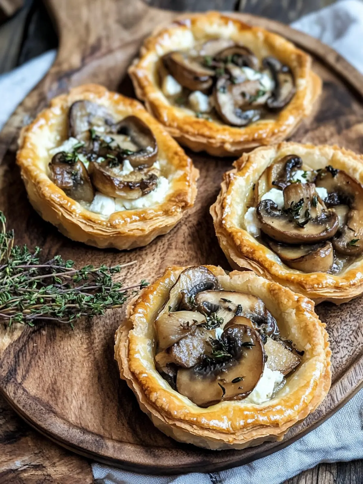 Mushroom, Shallot and Herbed Goat Cheese Tarts