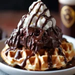 Chocolate Stout Waffle Sundae with Chocolate Stout Fudge Sauce