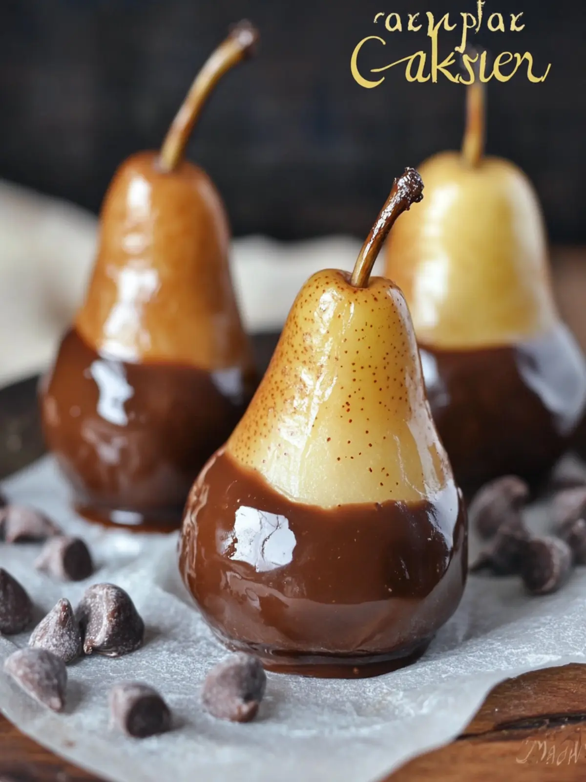Caramel Chocolate Dipped Pears