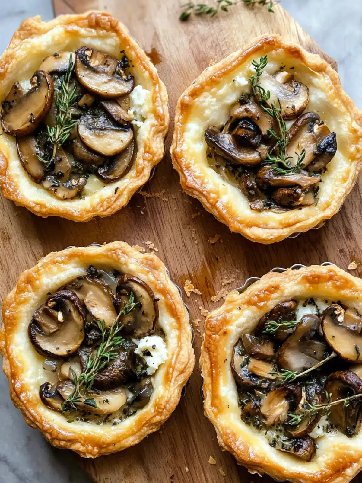 Mushroom, Shallot and Herbed Goat Cheese Tarts
