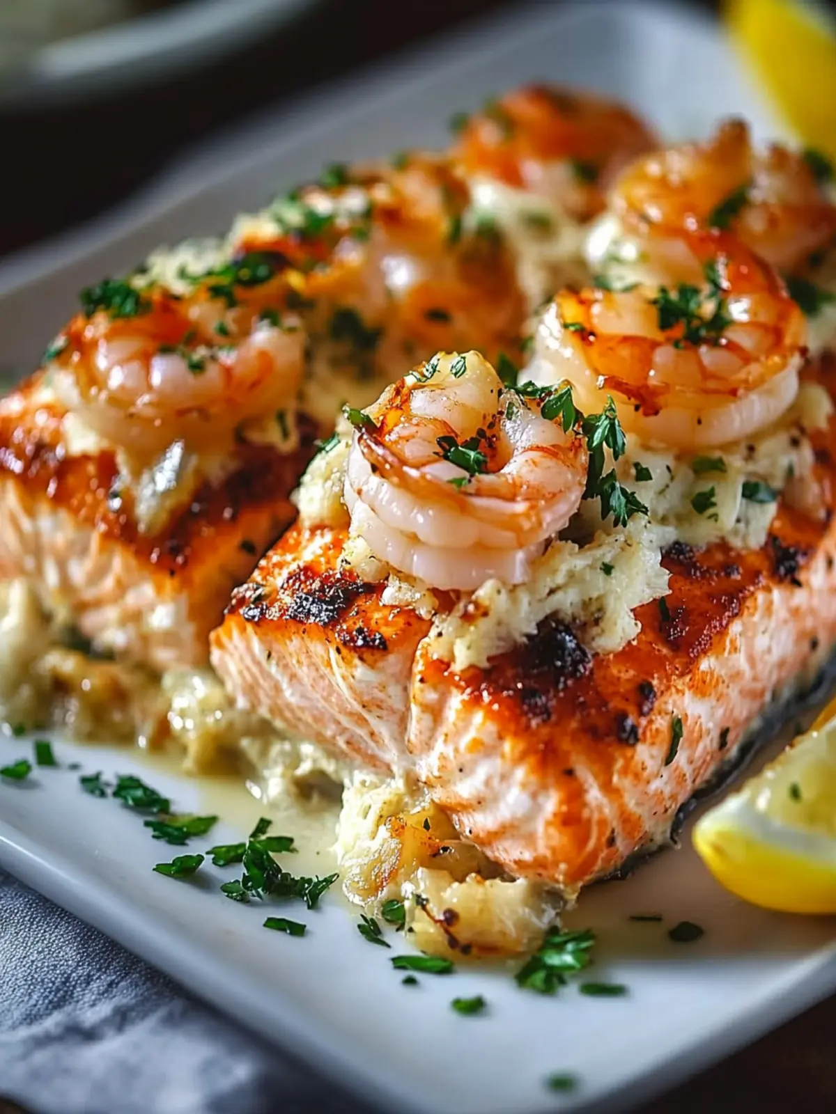 Elegant Crab Shrimp Stuffed Salmon
