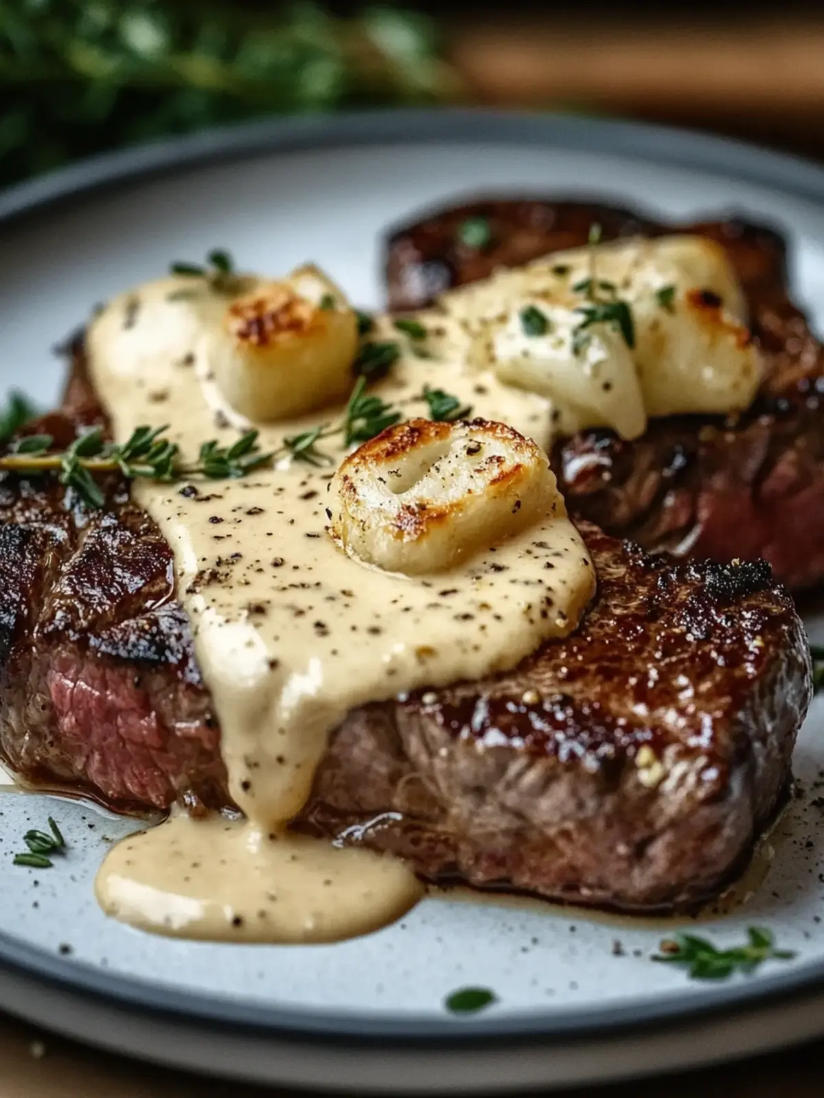 Juicy Steak with Creamy Garlic Sauce