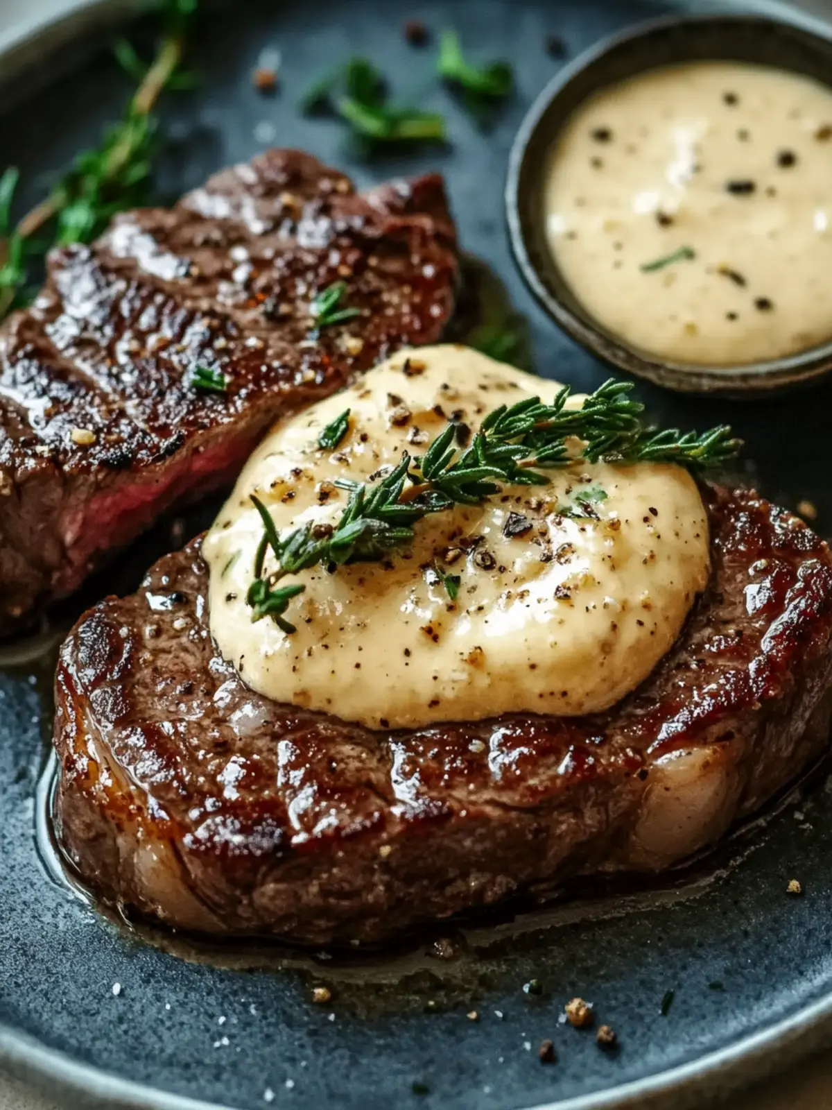 Juicy Steak with Creamy Garlic Sauce
