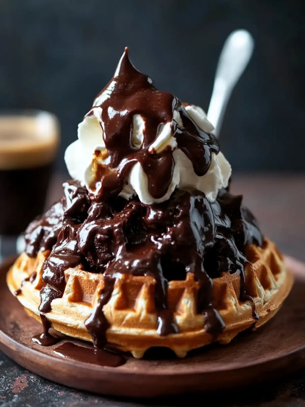 Chocolate Stout Waffle Sundae with Chocolate Stout Fudge Sauce