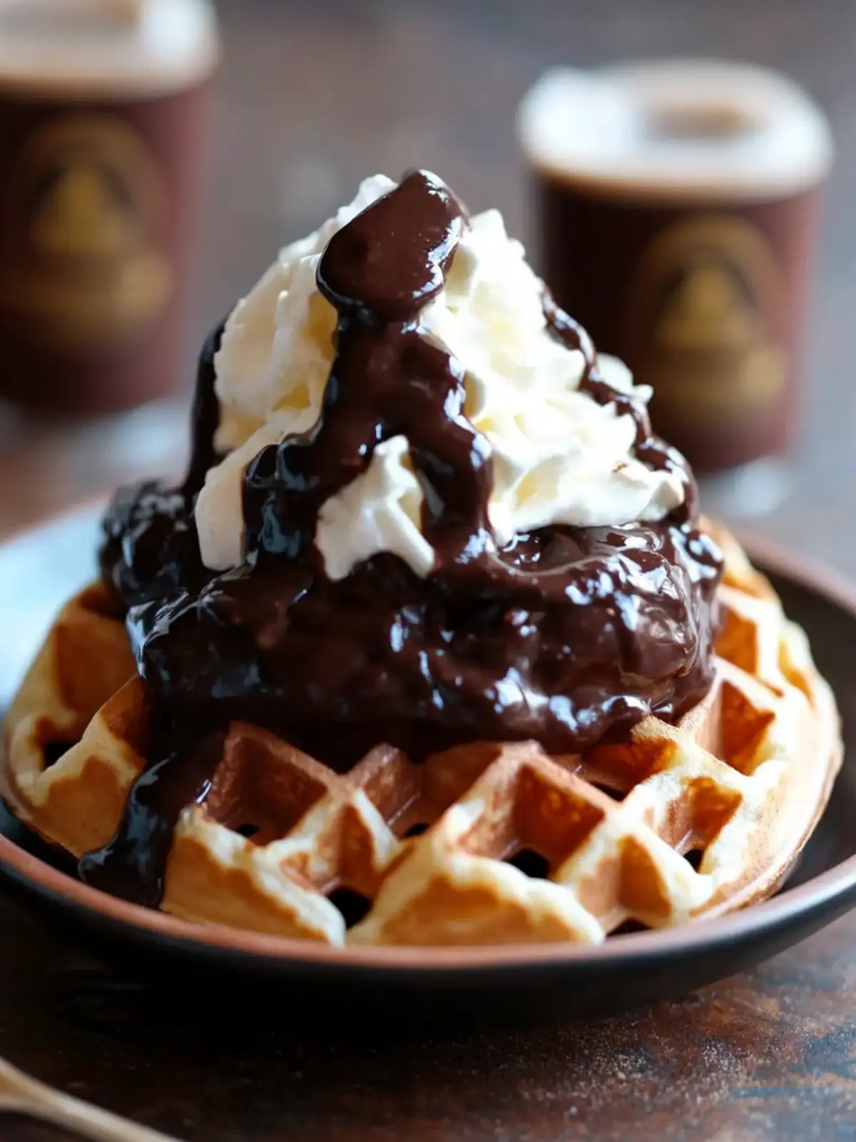 Chocolate Stout Waffle Sundae with Chocolate Stout Fudge Sauce