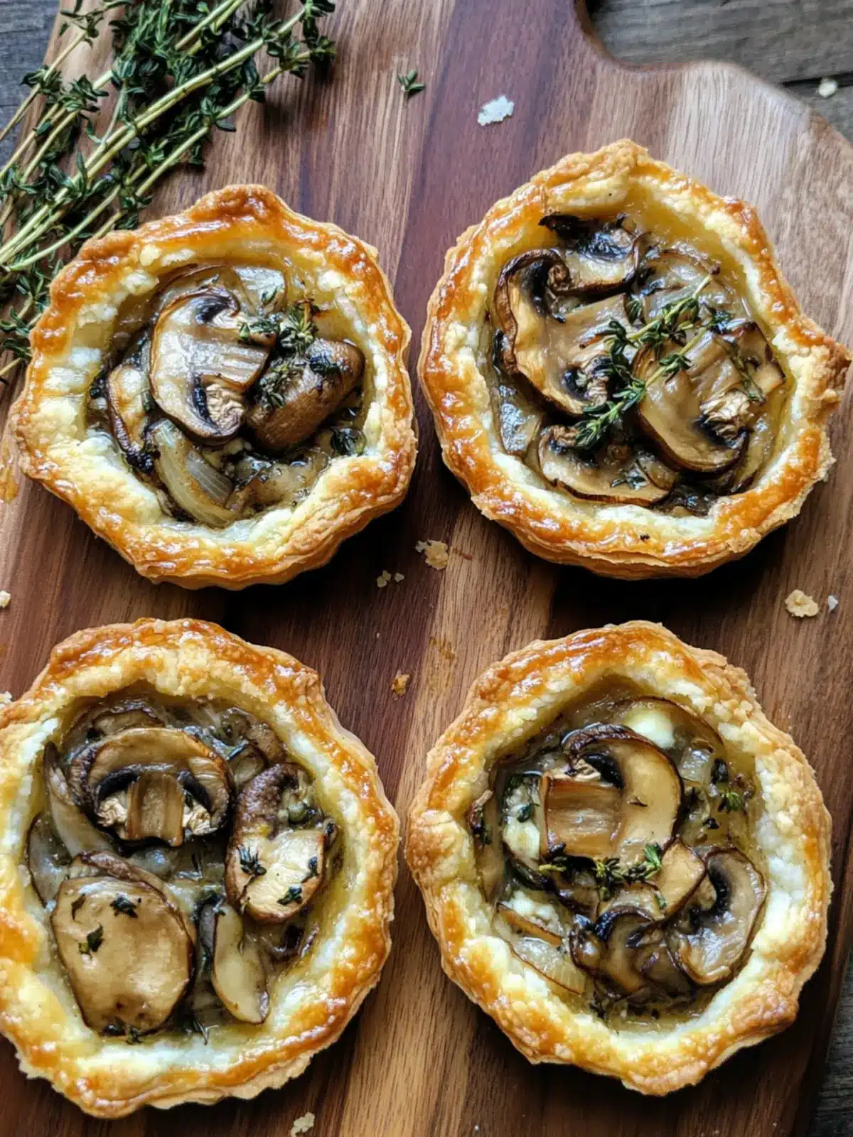 Mushroom, Shallot and Herbed Goat Cheese Tarts