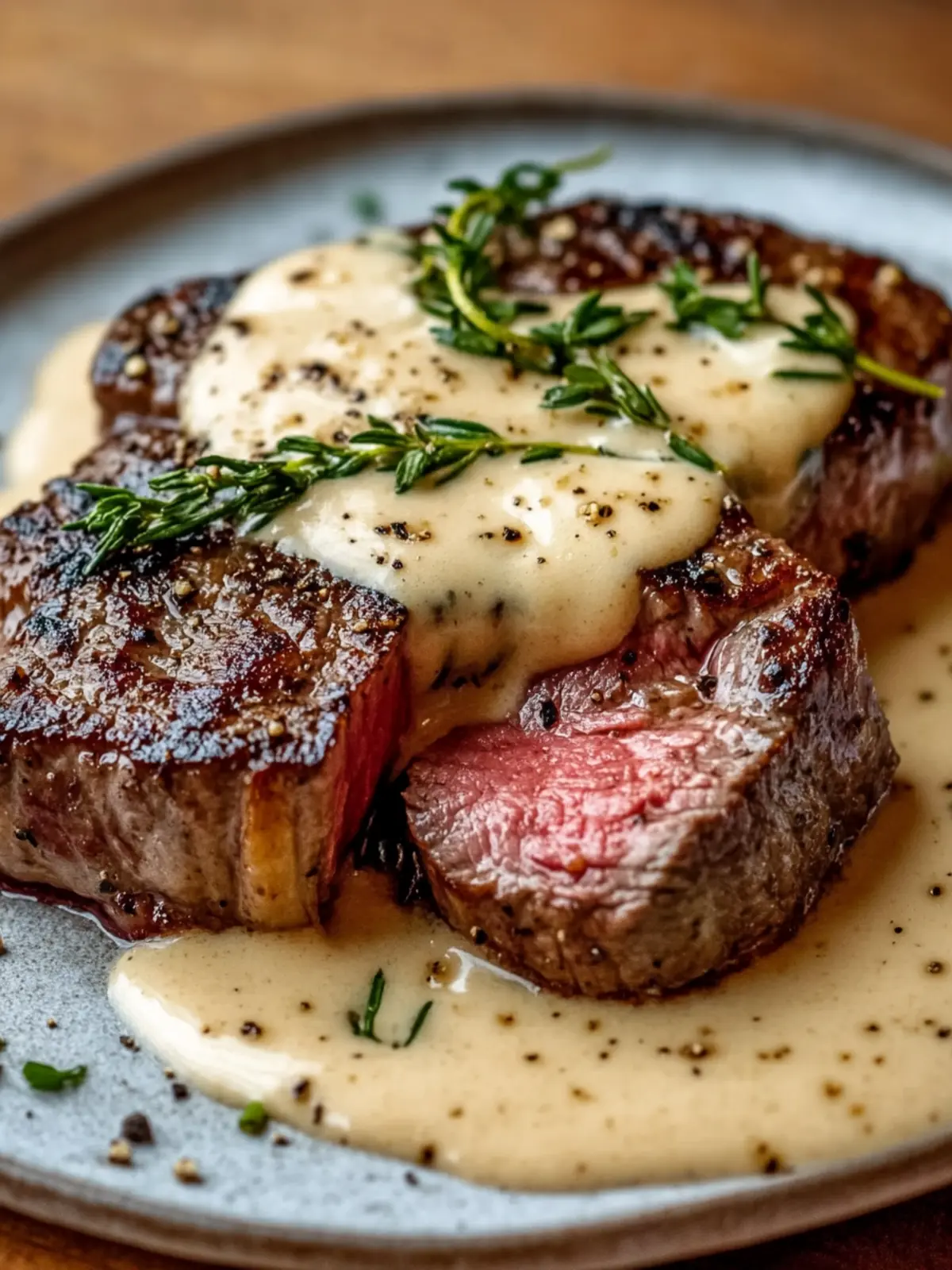 Juicy Steak with Creamy Garlic Sauce