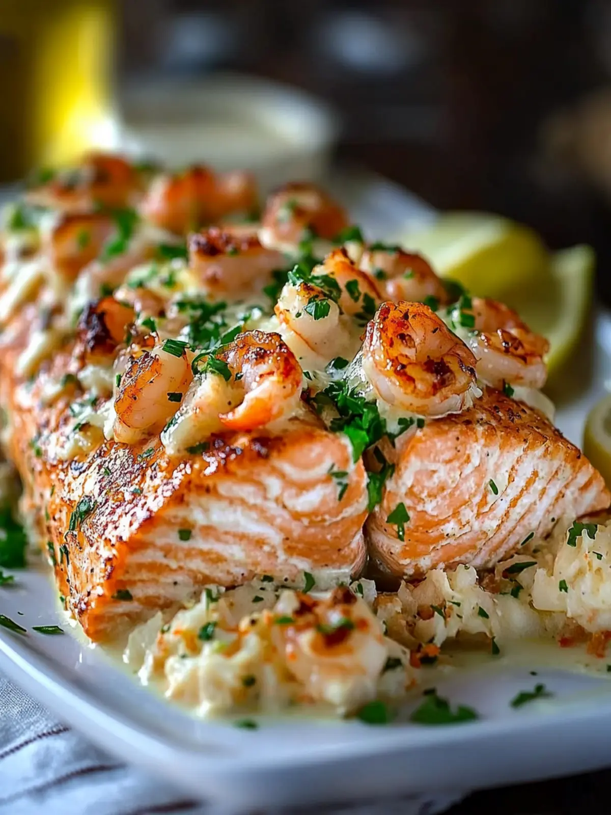 Elegant Crab Shrimp Stuffed Salmon