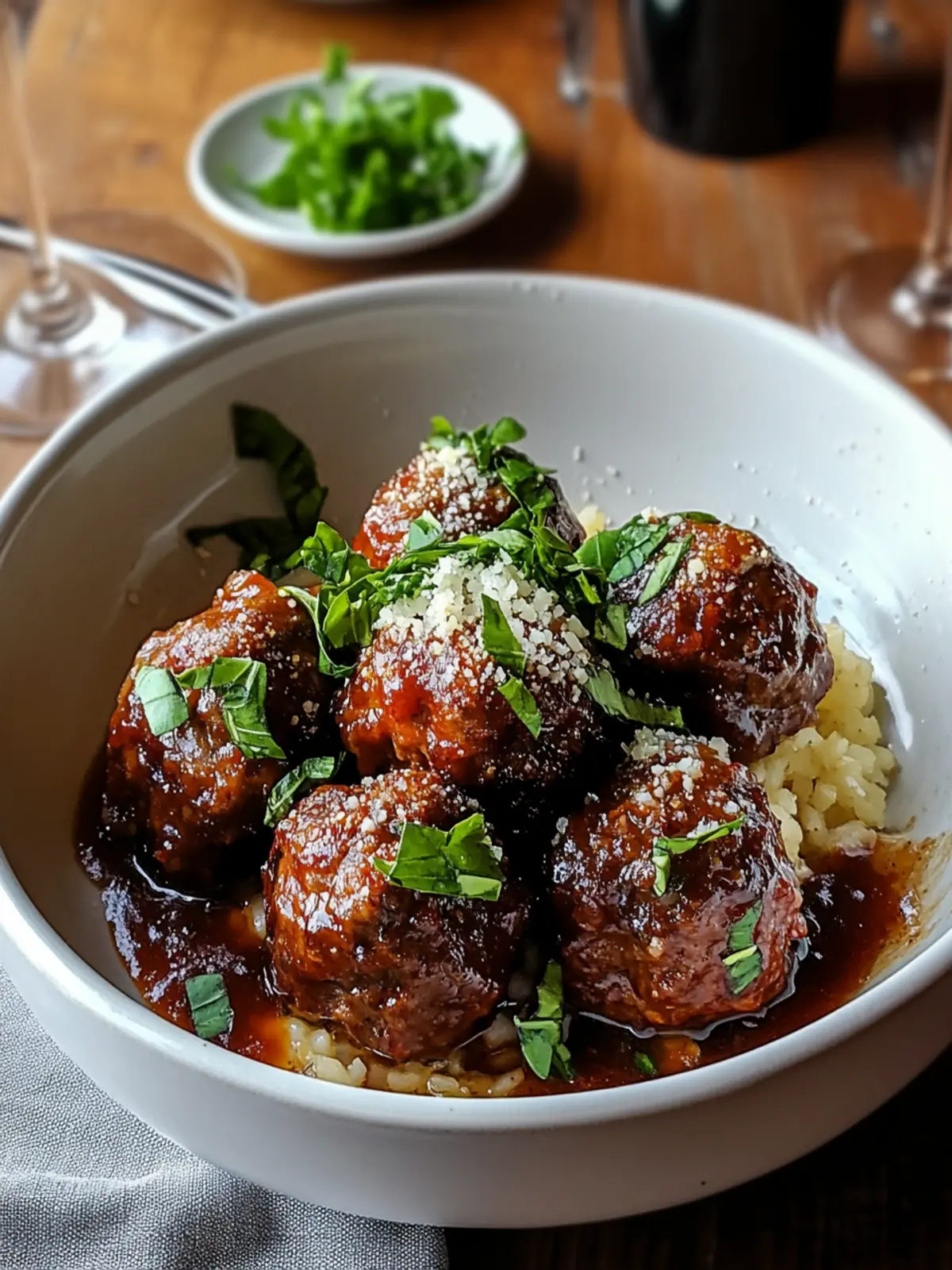 Tender Red Wine Braised Meatballs