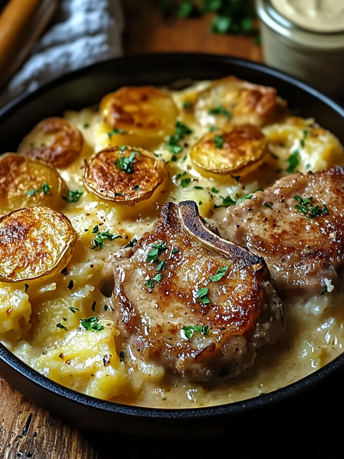 Smothered Pork Chop and Scalloped Potato Casserole Delight