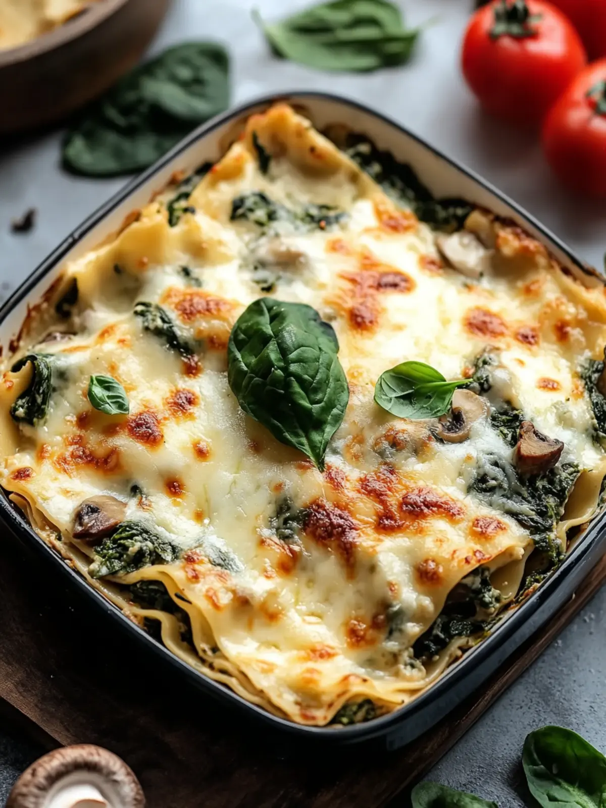 Creamy Spinach Mushroom Lasagna