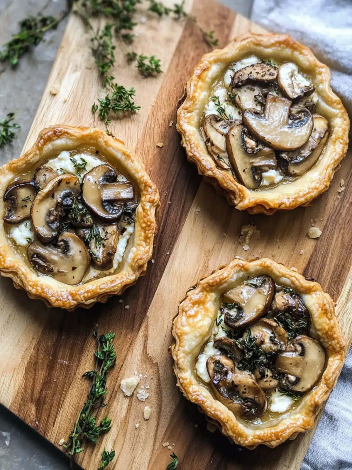 Mushroom, Shallot and Herbed Goat Cheese Tarts