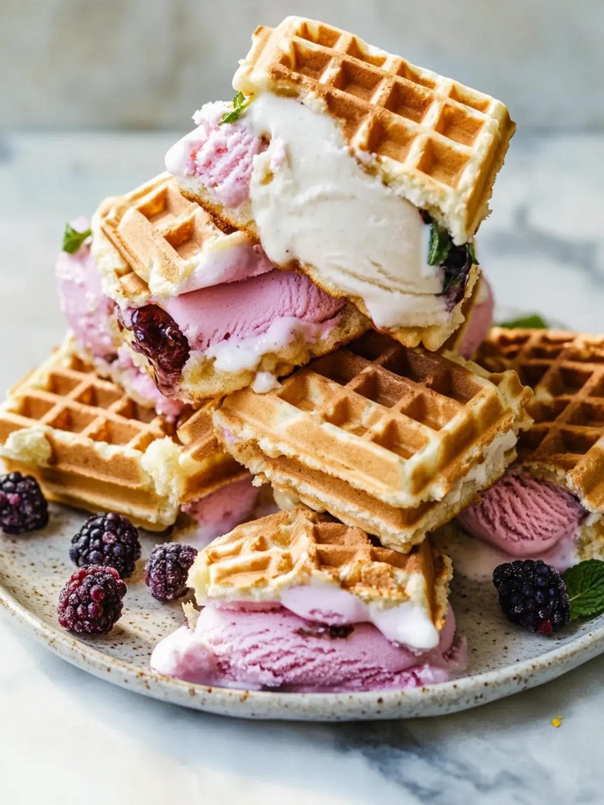 Belgian Waffle Ice Cream Sandwiches