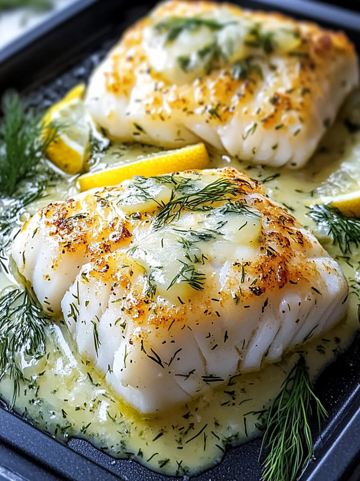 Delicious Baked Cod with Lemon Dill Sauce