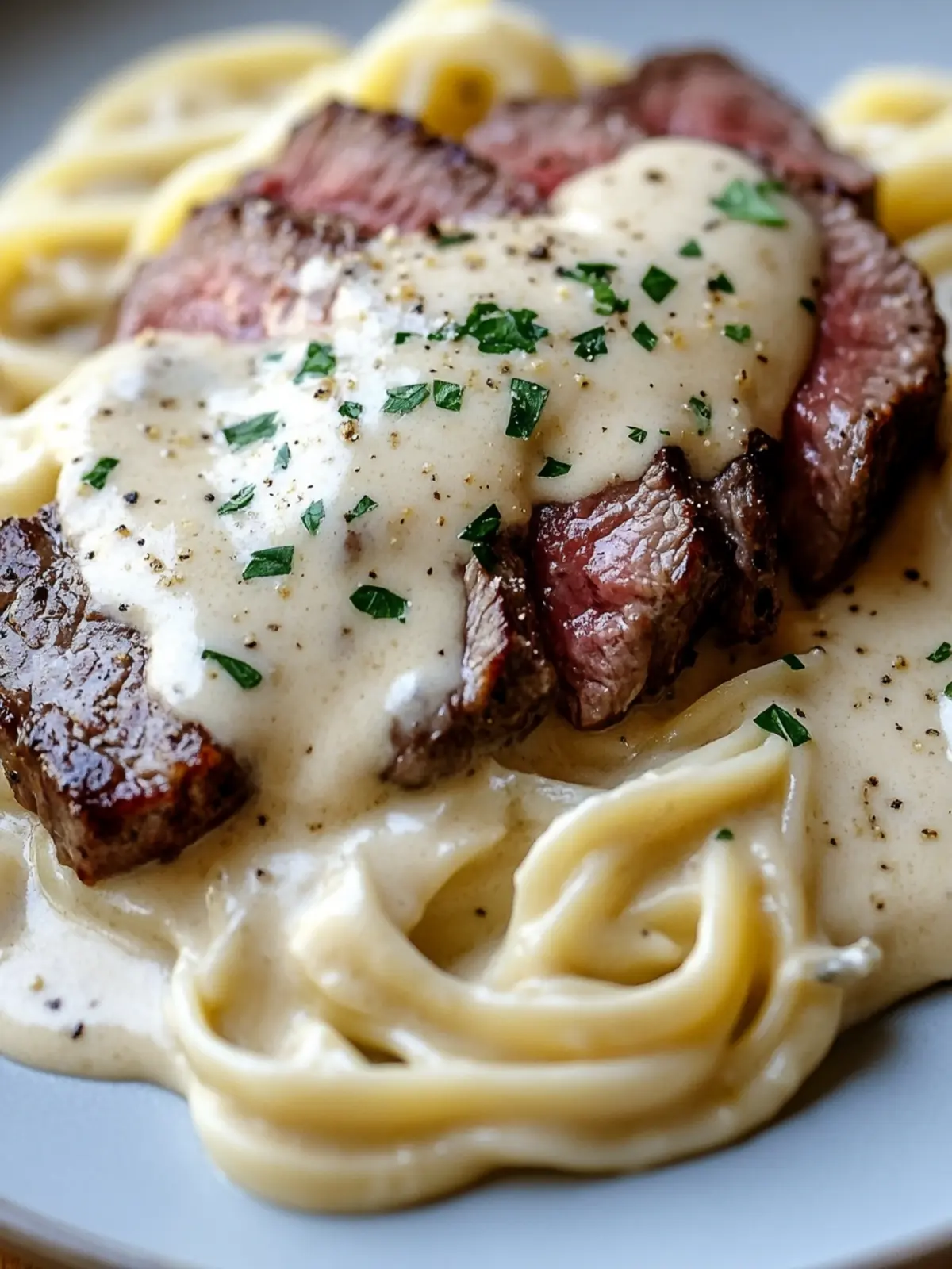 Steak Gorgonzola Alfredo with Creamy Parmesan Sauce