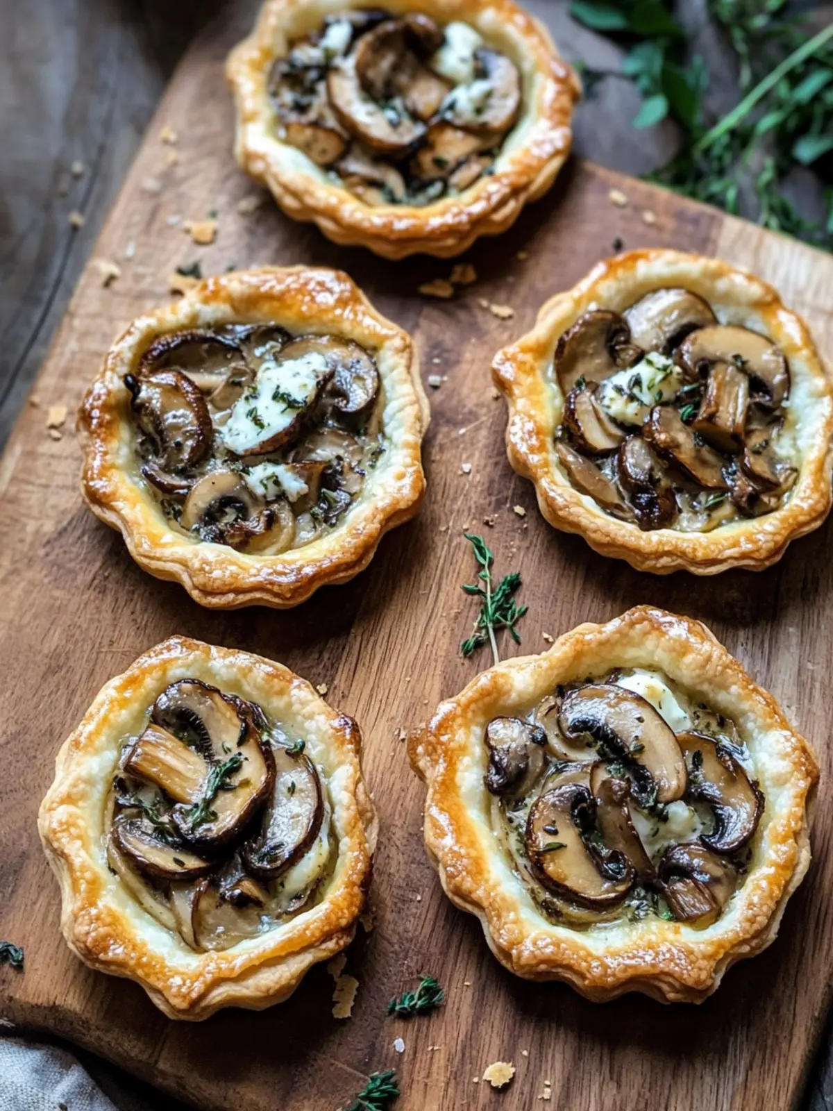 Mushroom, Shallot and Herbed Goat Cheese Tarts