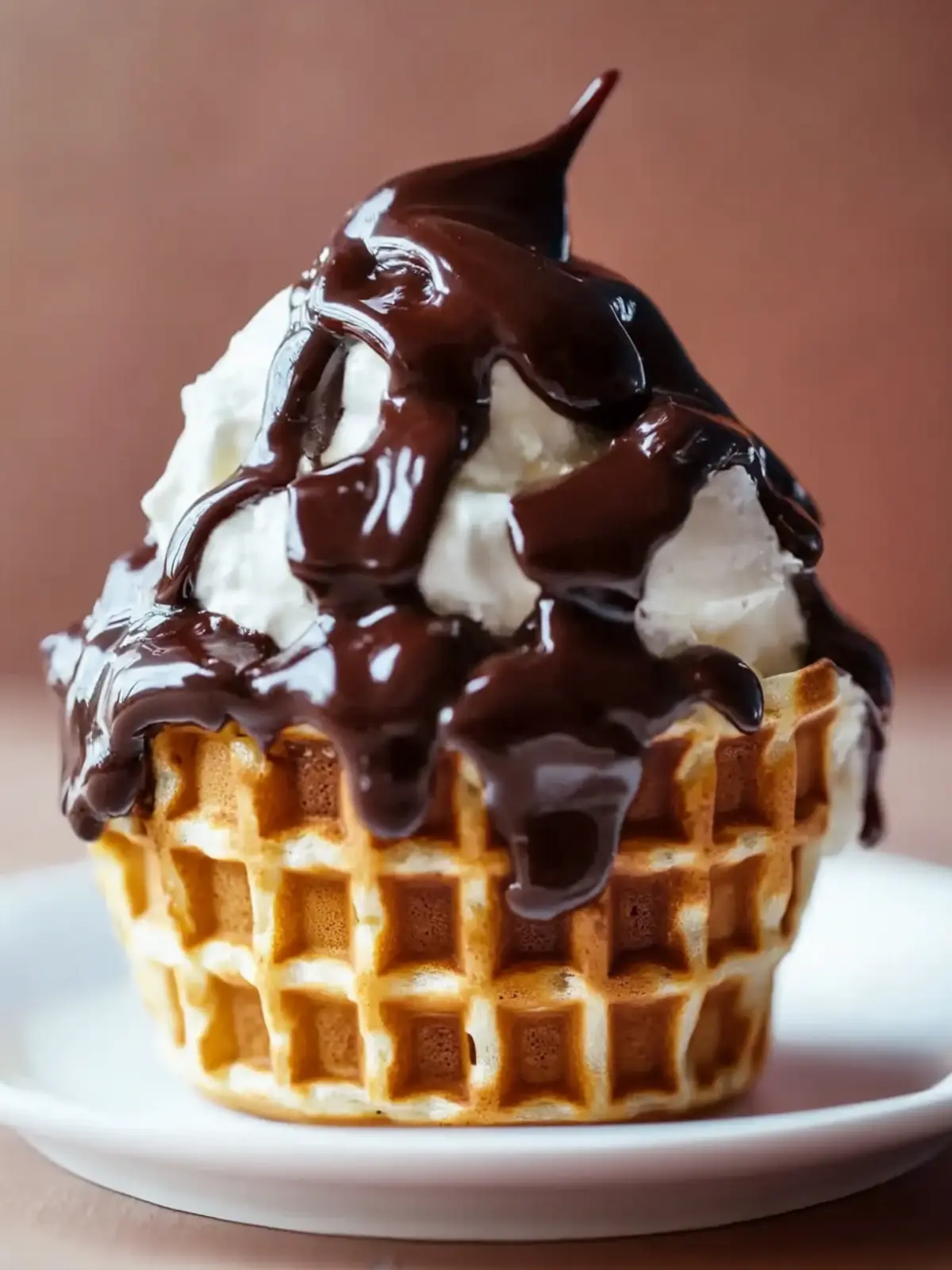Chocolate Stout Waffle Sundae with Chocolate Stout Fudge Sauce