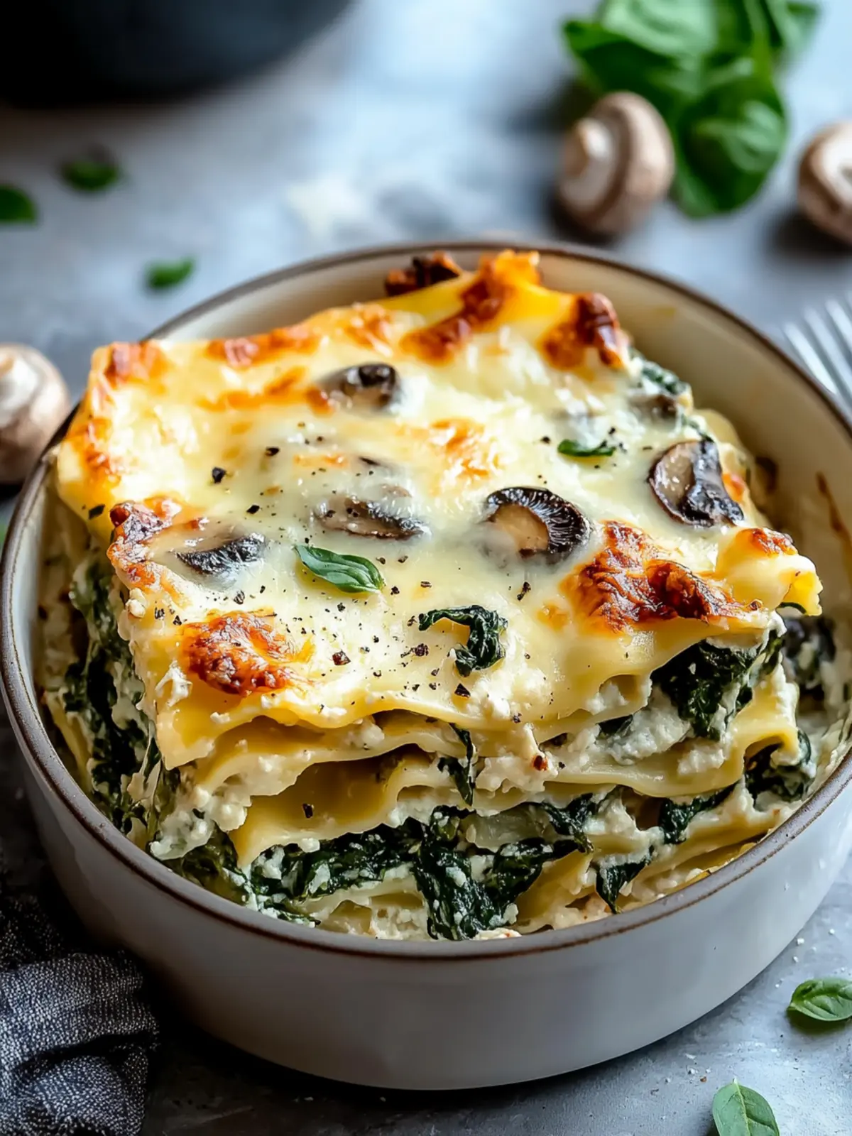 Creamy Spinach Mushroom Lasagna