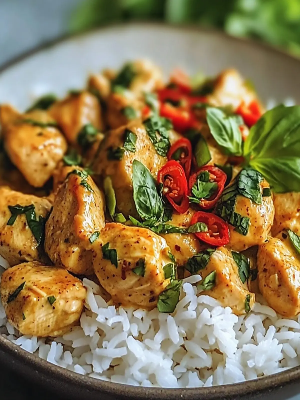 Spiced Coconut Basil Chicken with Rice