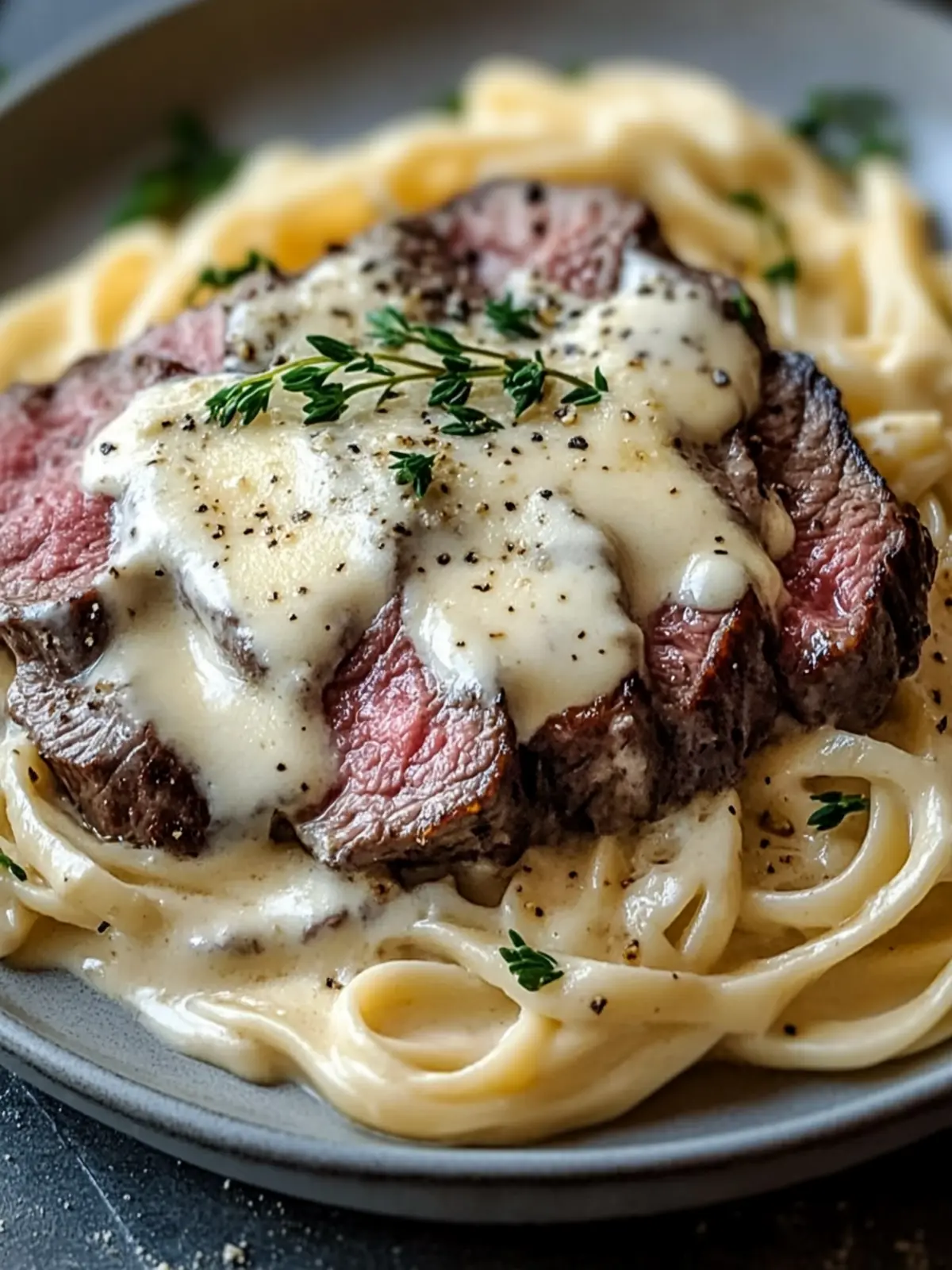 Steak Gorgonzola Alfredo with Creamy Parmesan Sauce