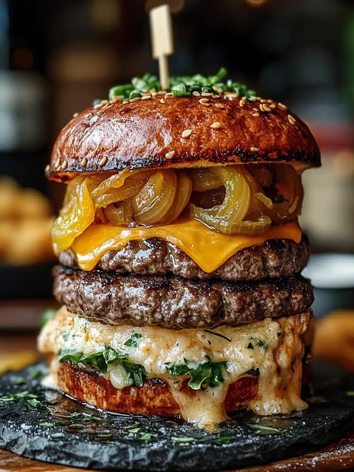 Savory Flying Dutchman Burger with Sweet Onion Buns 2 Flying Dutchman Burger