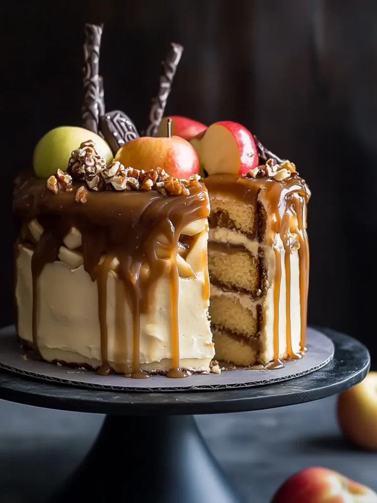 Salted Caramel Apple Snickers Cake