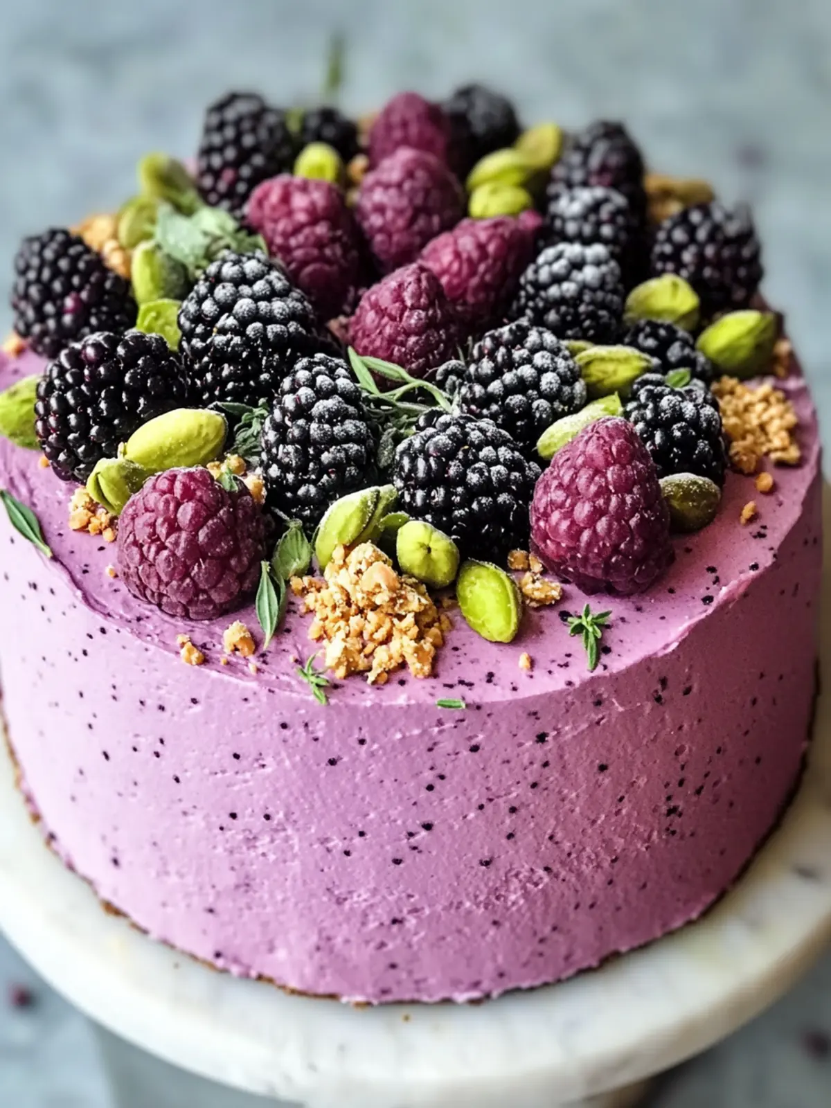 Pistachio Olive Oil Cake with Blackberry Thyme Buttercream Bliss 3 Pistachio Olive Oil Cake with Blackberry Thyme Buttercream Bliss