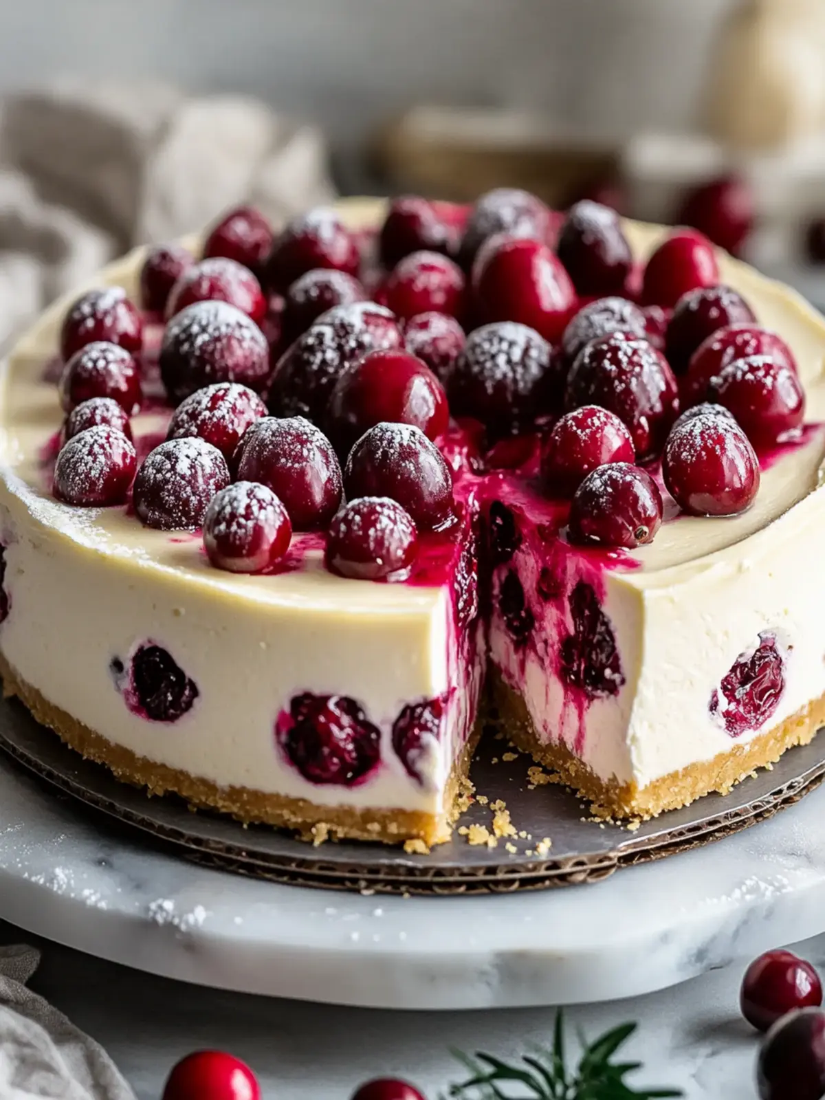 Cranberry and White Chocolate Cheesecake